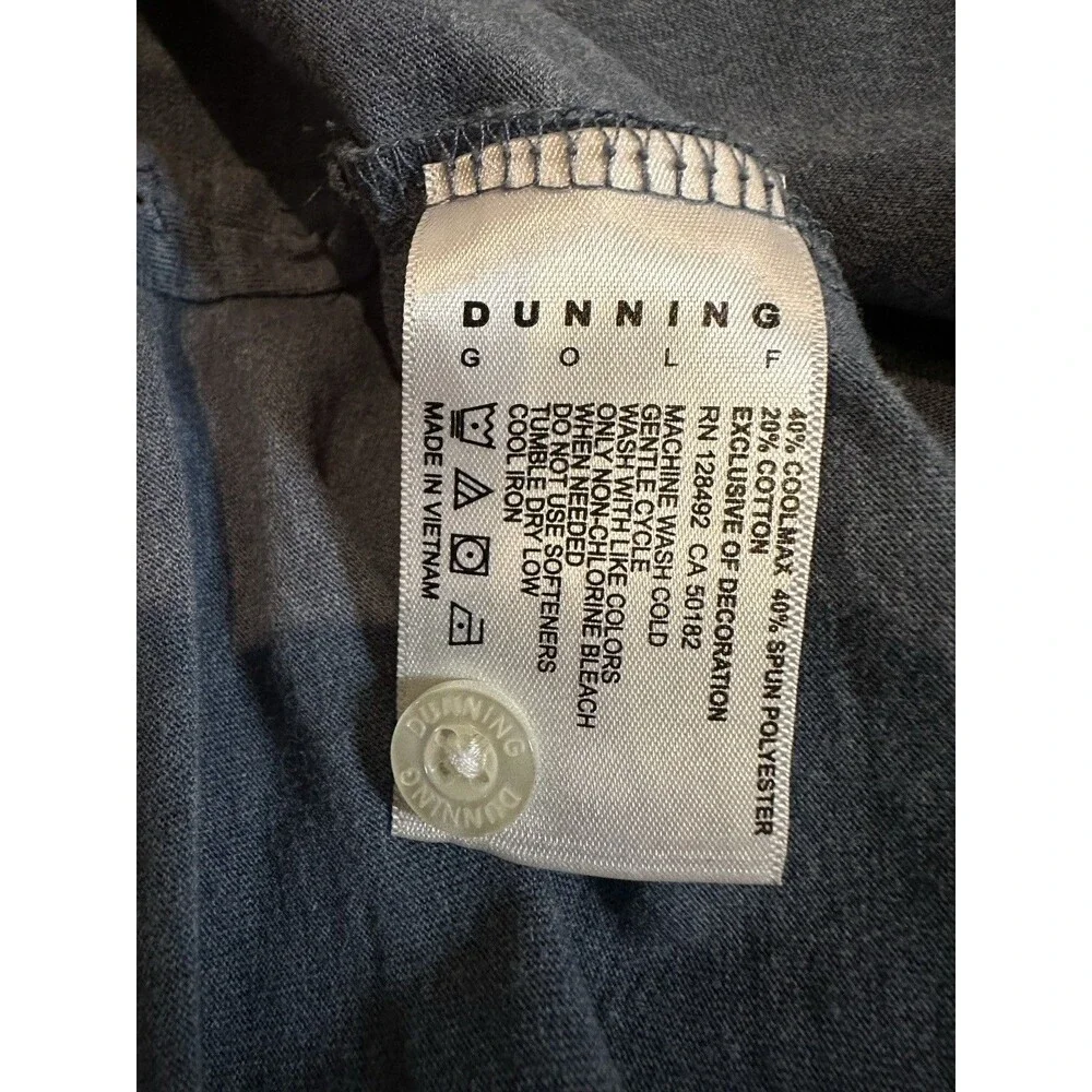 Dunning Golf Performance Polo Men’s Size L – Blue Heather – Coolmax Stretch